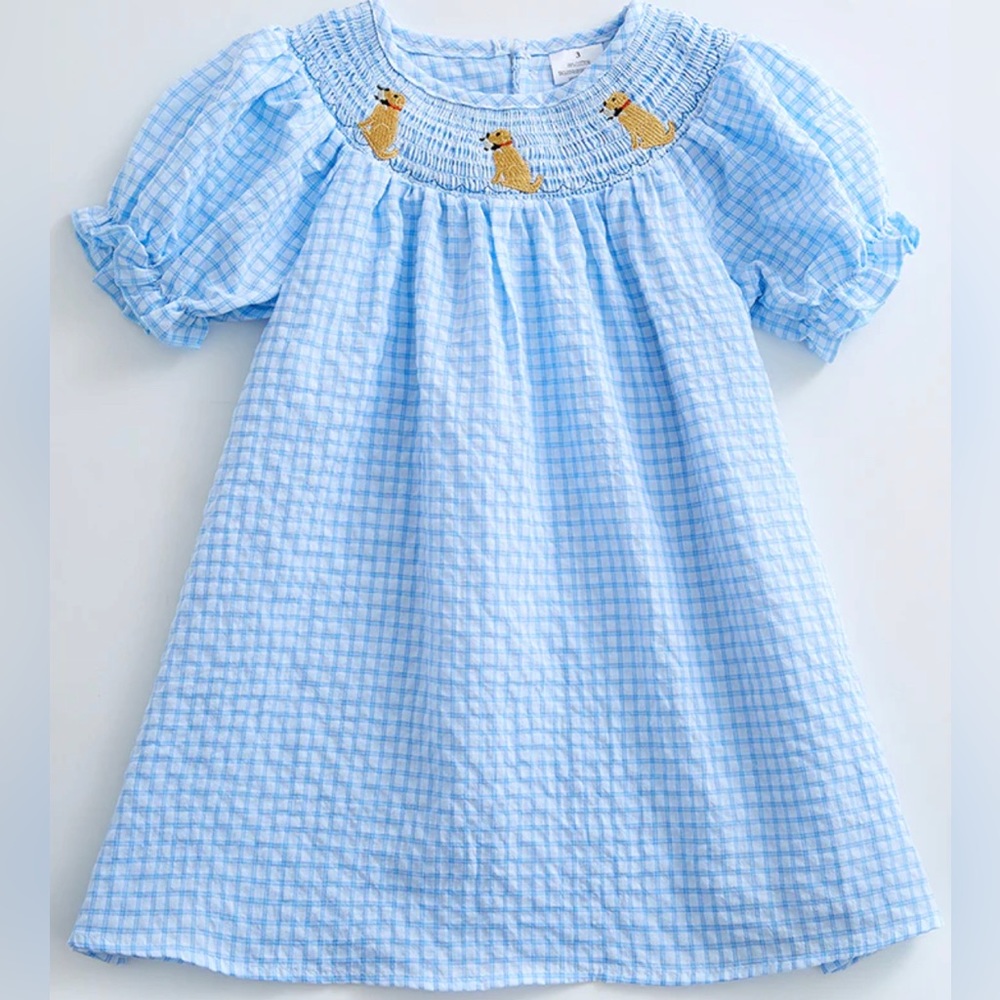 Honey Bean Plaid Smocked Dog Dress NWT